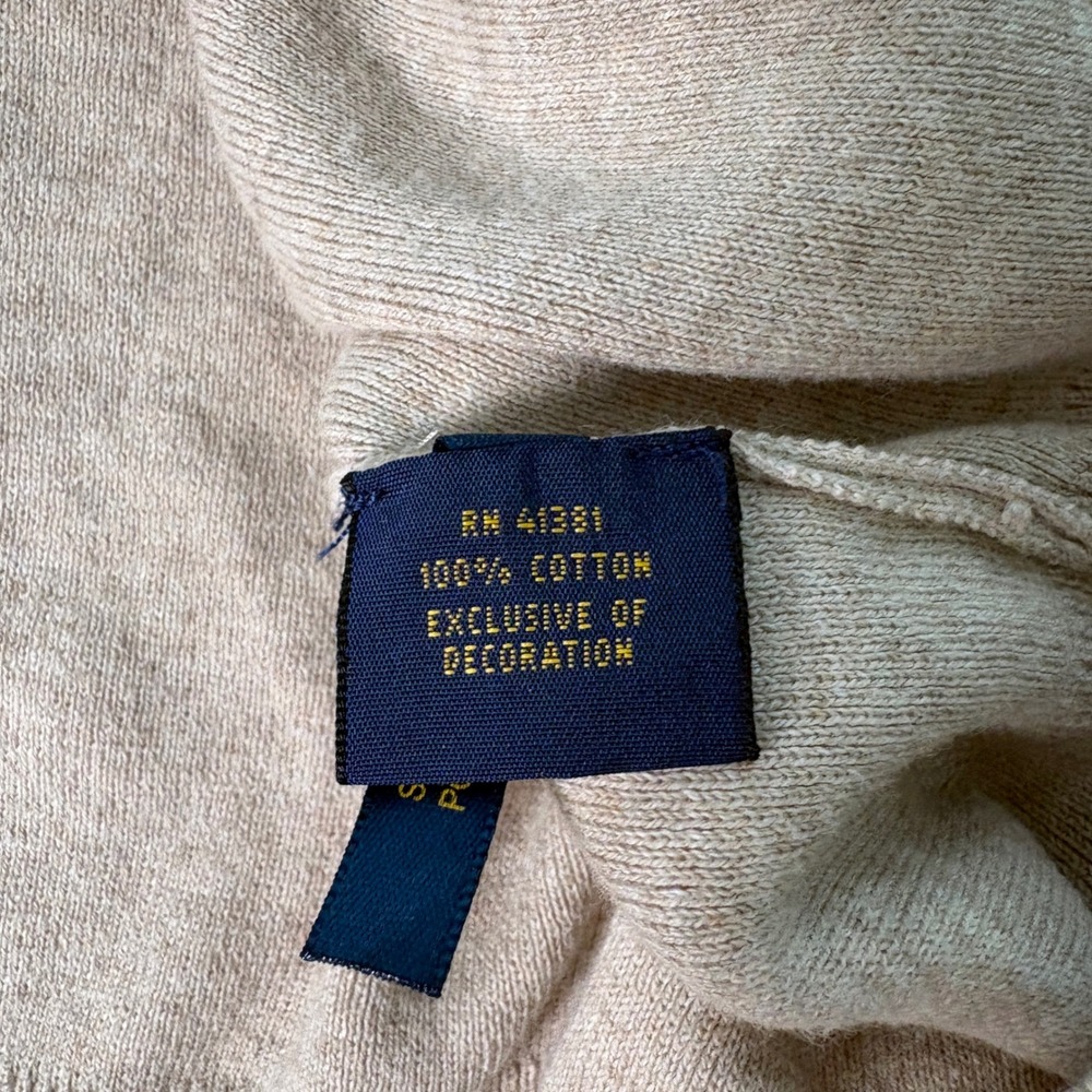 Polo Ralph Lauren Pima Cotton V-Neck Sweater Vest Beige 3XB Big Mens - Picture 3 of 8
